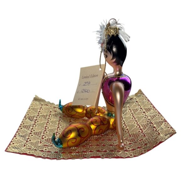 Laved Aladin On Magic Carpet Christmas Ornament Italian Blown Glass 1990s - Picture 4 of 9